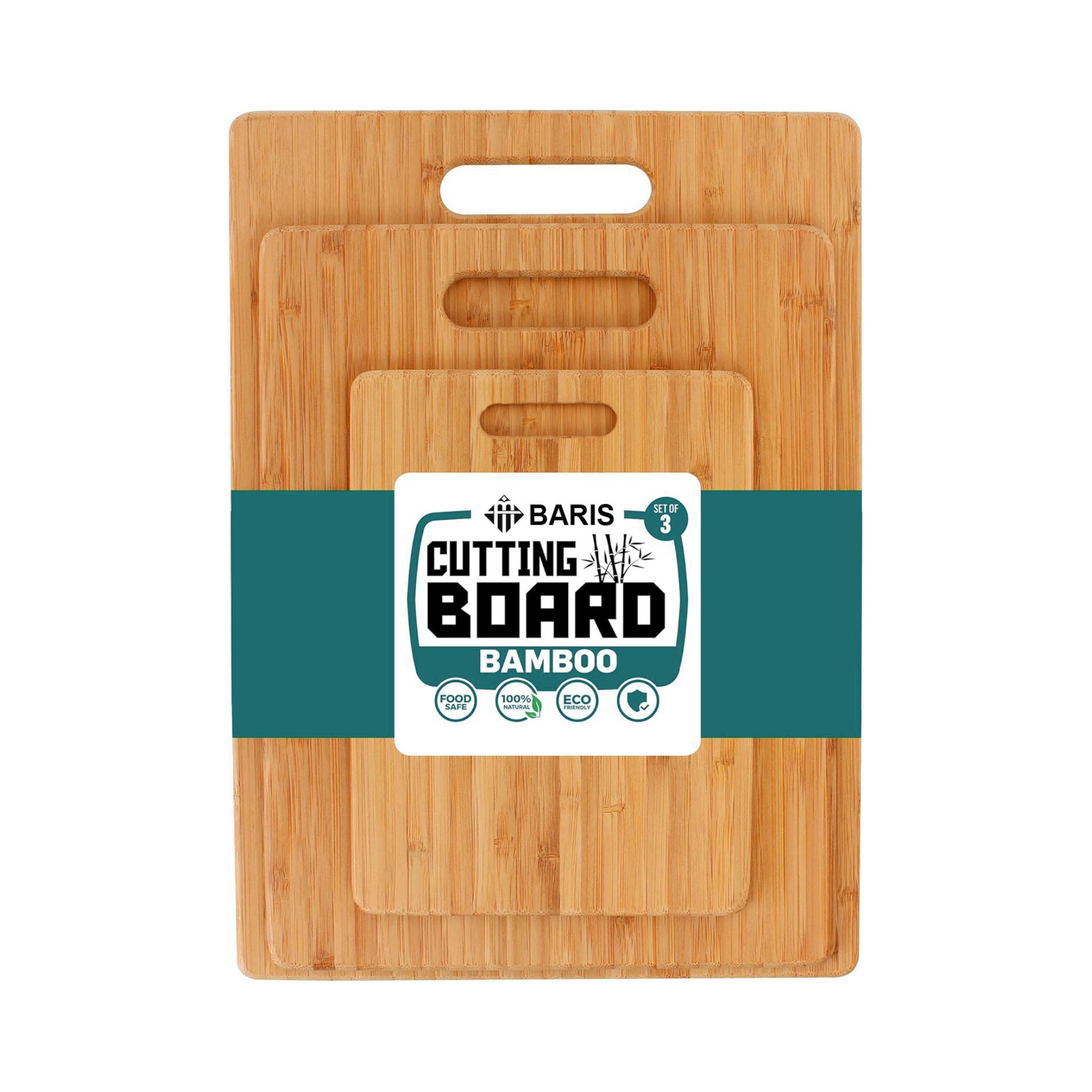 3-Piece Bamboo Cutting Board Set – Eco-Friendly & Knife-Safe Chopping Boards