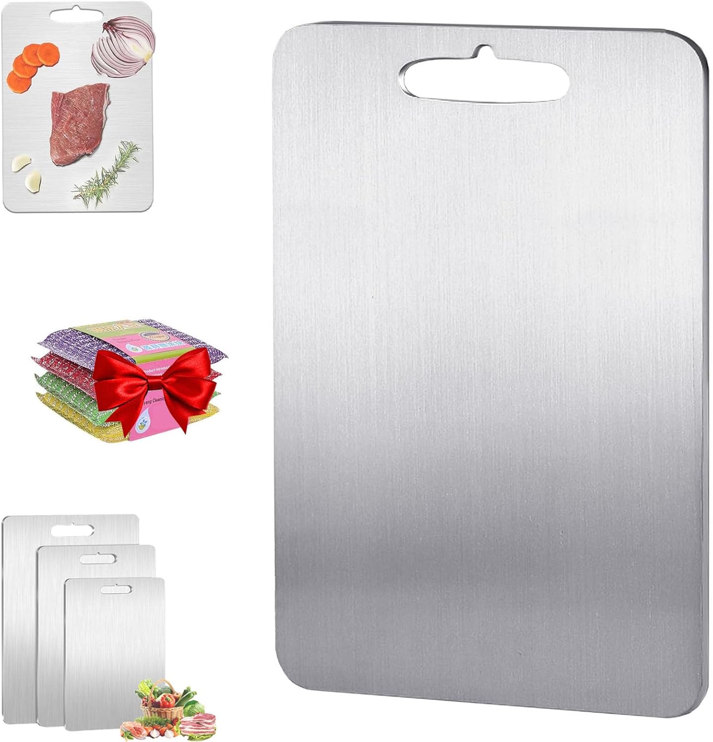 Pure Titanium Double-Sided Cutting Board 15.35"x11.02" – Sturdy, Odorless, Eco-Friendly