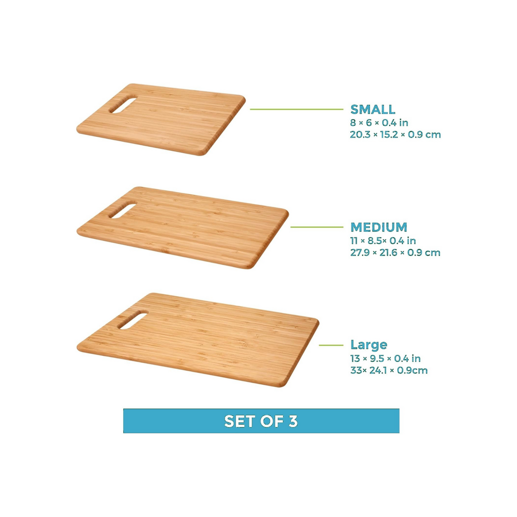 3-Piece Bamboo Cutting Board Set – Eco-Friendly & Knife-Safe Chopping Boards
