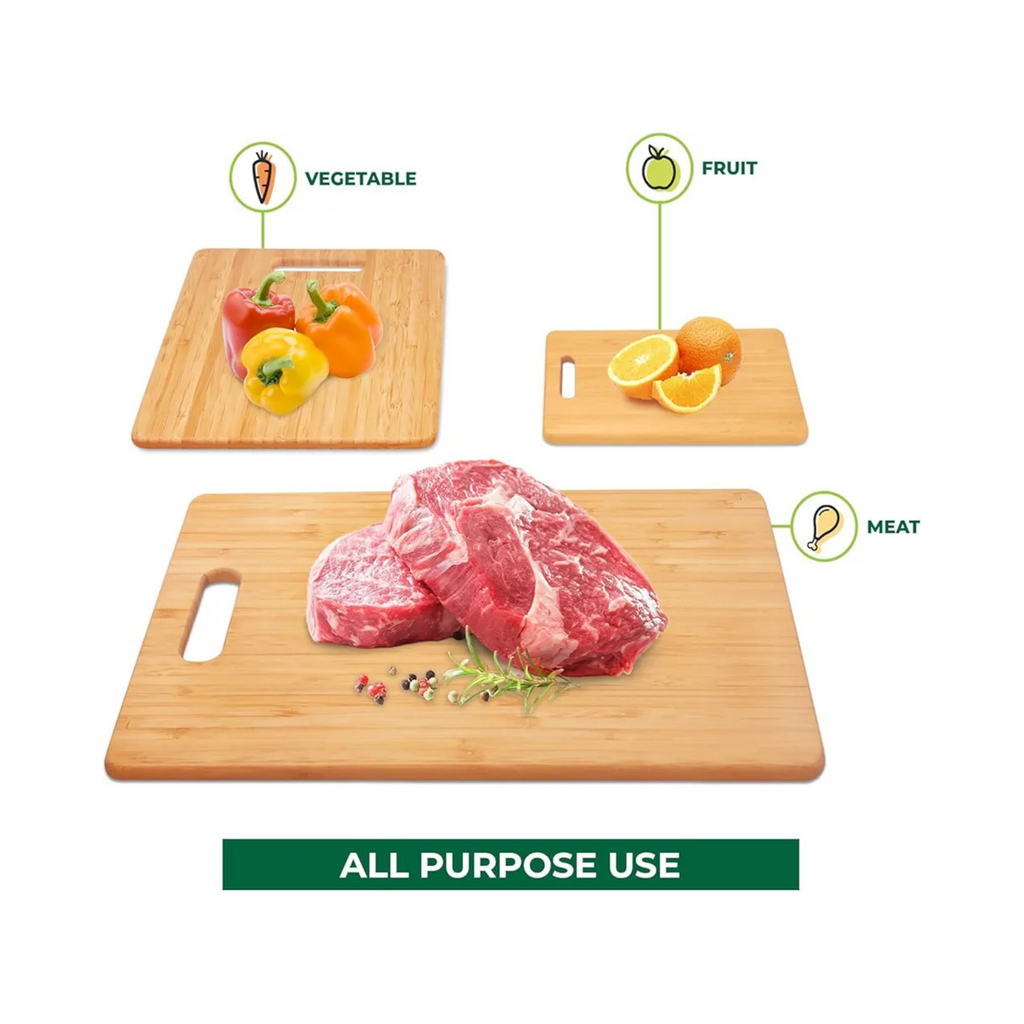 3-Piece Bamboo Cutting Board Set – Eco-Friendly & Knife-Safe Chopping Boards