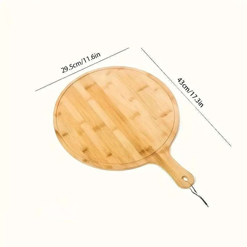 11.6" Bamboo Pizza Tray with Handle – Round Serving & Cutting Board