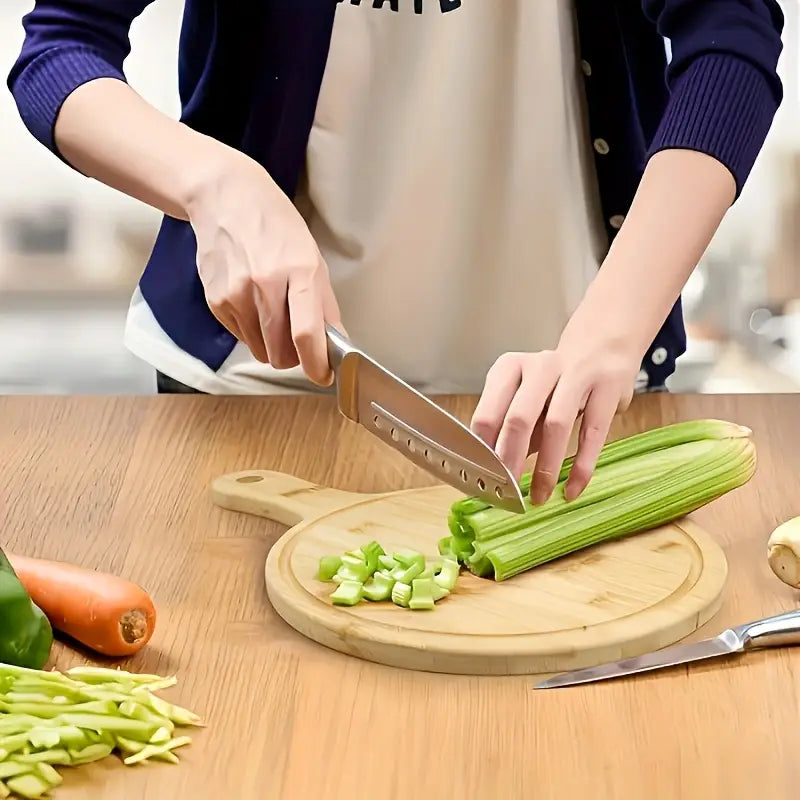 11.6" Bamboo Pizza Tray with Handle – Round Serving & Cutting Board