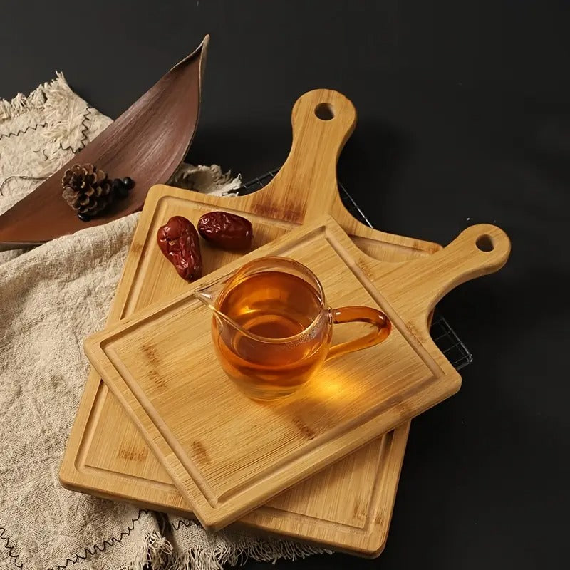 Wooden Pizza & Serving Board – Durable Bamboo with Handle