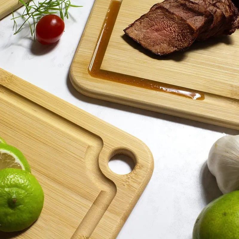 Bamboo Cutting Board Set – 3-Piece with Juice Grooves