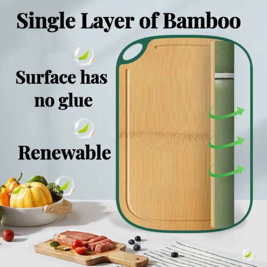 Large Bamboo & PP Reversible Cutting Board with Juice Groove 15.9"x11"