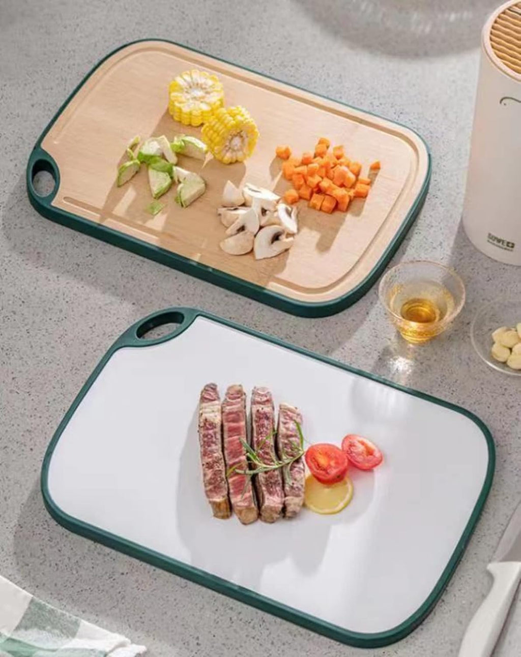 Large Bamboo & PP Reversible Cutting Board with Juice Groove 15.9"x11"