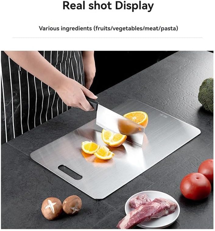 Pure Titanium Double-Sided Cutting Board 15.35"x11.02" – Sturdy, Odorless, Eco-Friendly