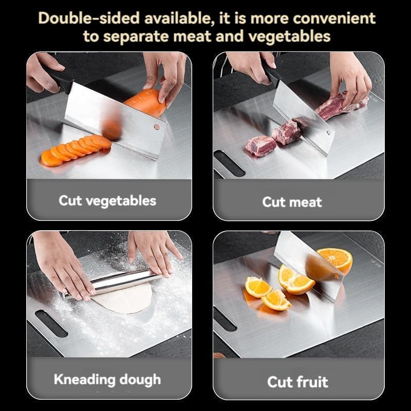 Pure Titanium Double-Sided Cutting Board 15.35"x11.02" – Sturdy, Odorless, Eco-Friendly